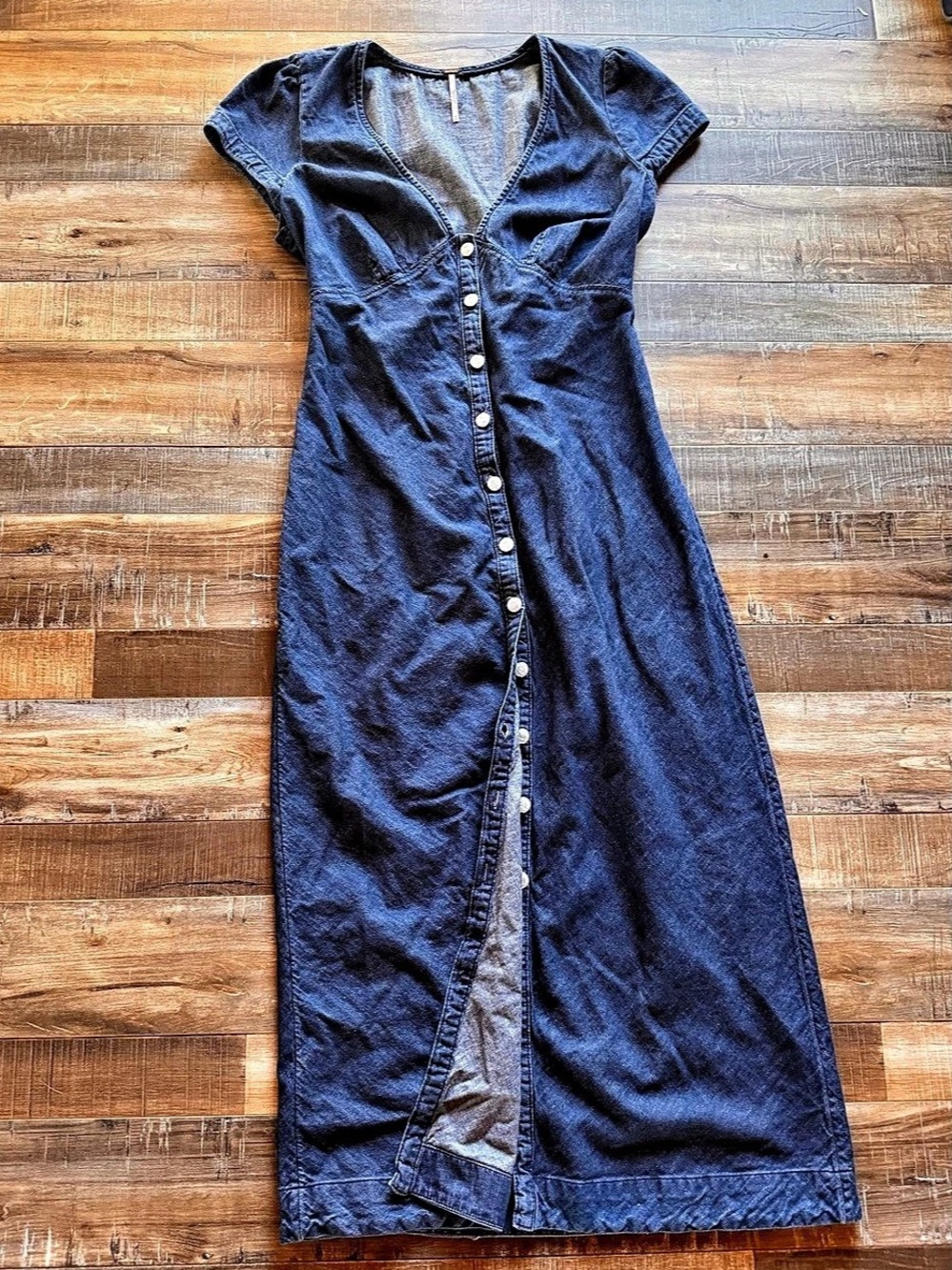 Seven For All Mankind Denim Button Front Midi Dress Size Medium